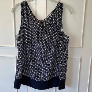 Ann Taylor Loft Navy White Sleeveless Top Blouse size L